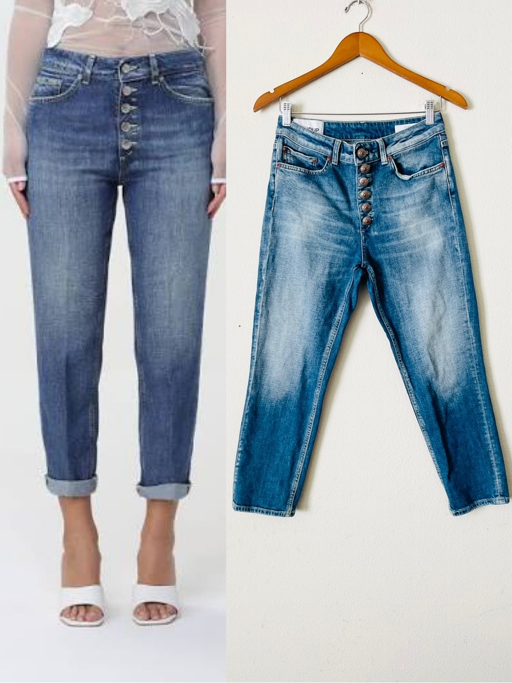 Dondup SIZE 27 high rise distressed cropped tapered leg jeans